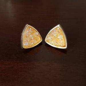 Sterling peachy pink druzy stud earrings